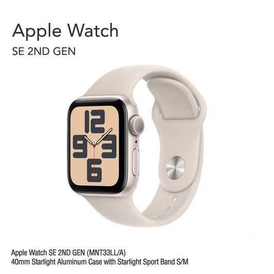 Apple Watch SE 2ND GEN (MNT33LL/A) 40mm Starlight Aluminum Case with Starlight Sport Band S/M