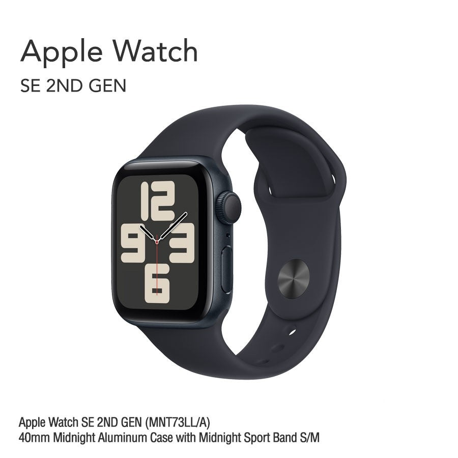 Apple Watch SE 2ND GEN (MNT73LL/A) 40mm Midnight Aluminum Case with Midnight Sport Band S/M