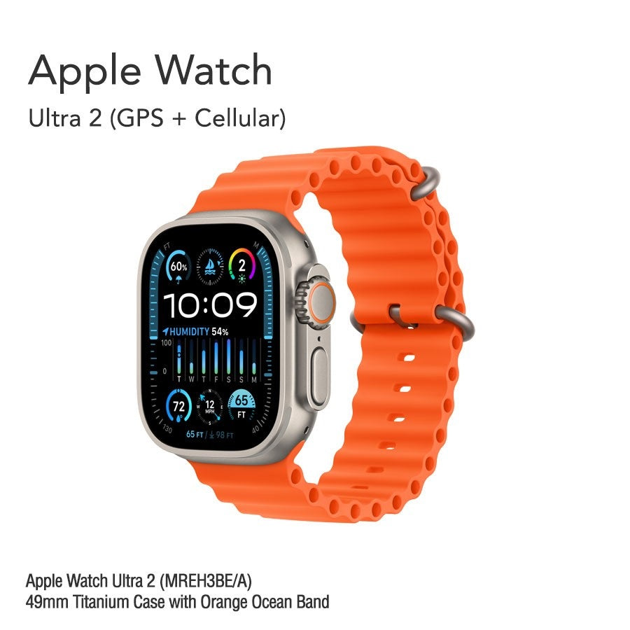 Apple Watch Ultra 2 (MREH3BE/A) 49mm Titanium Case with Orange Ocean Band