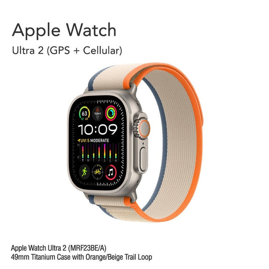 Apple Watch Ultra 2 (MRF23BE/A) 49mm Titanium Case with Orange/Beige Trail Loop