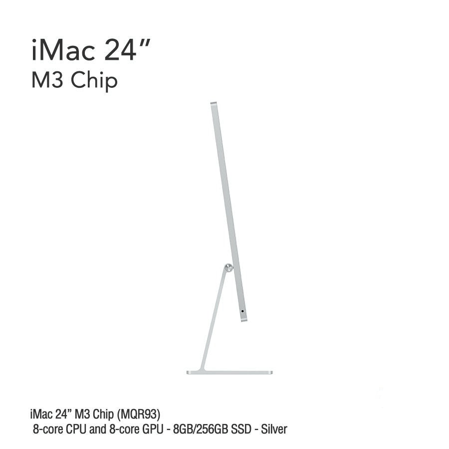 iMac 24" M3 Chip (MQRC3) with 8-core CPU and 8-core GPU - 8GB/256GB SSD - Silver