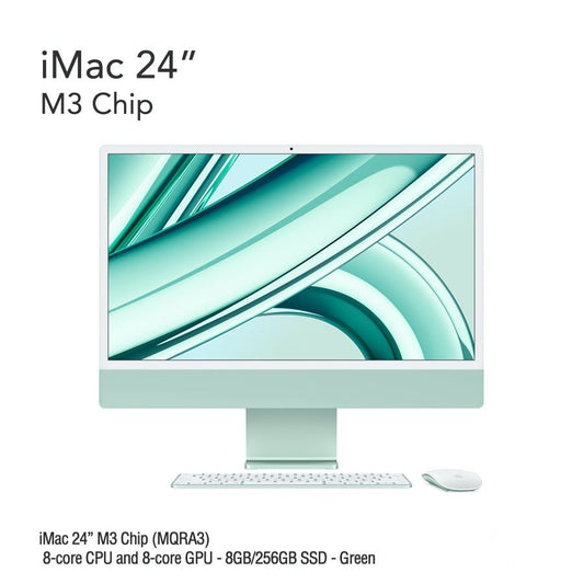 iMac 24" M3 Chip (MQRC3) with 8-core CPU and 8-core GPU - 8GB/256GB SSD - Green