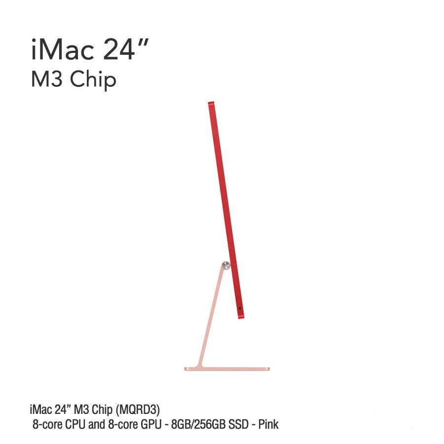 iMac 24" M3 Chip (MQRC3) with 8-core CPU and 8-core GPU - 8GB/256GB SSD - Pink