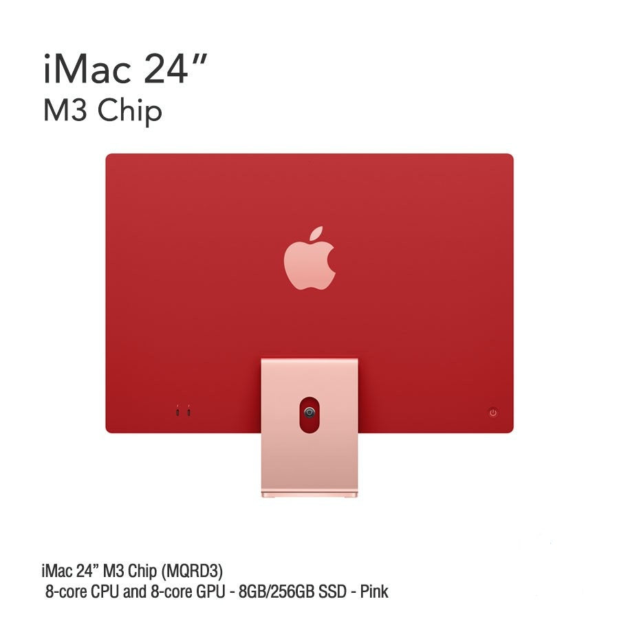 iMac 24" M3 Chip (MQRC3) with 8-core CPU and 8-core GPU - 8GB/256GB SSD - Pink